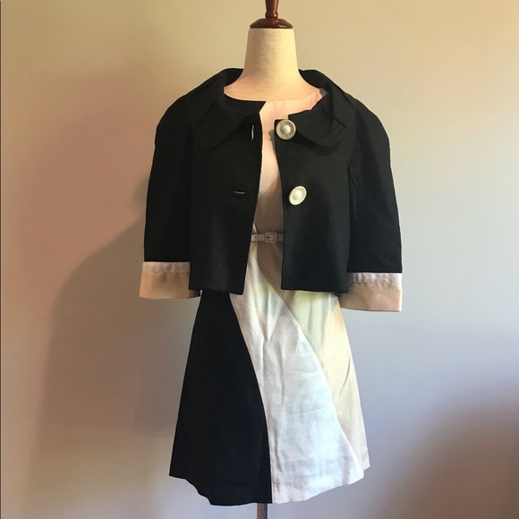 2 pc Color-blocked Bebe Dress, Jacket, Belt - XS/2 - Picture 8 of 9
